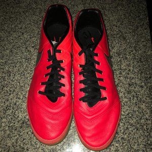 Nike Tiempo Men's Sneakers, Red Leather, Size 13